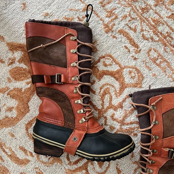 EUC Sorel Conquest Carly Tall Winter Lace Up Waterproof Boots Sz 7 - Picture 7 of 10